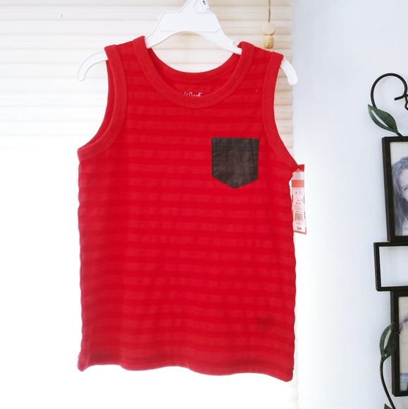 Toddler boy's red pocket muscle shirt NWT